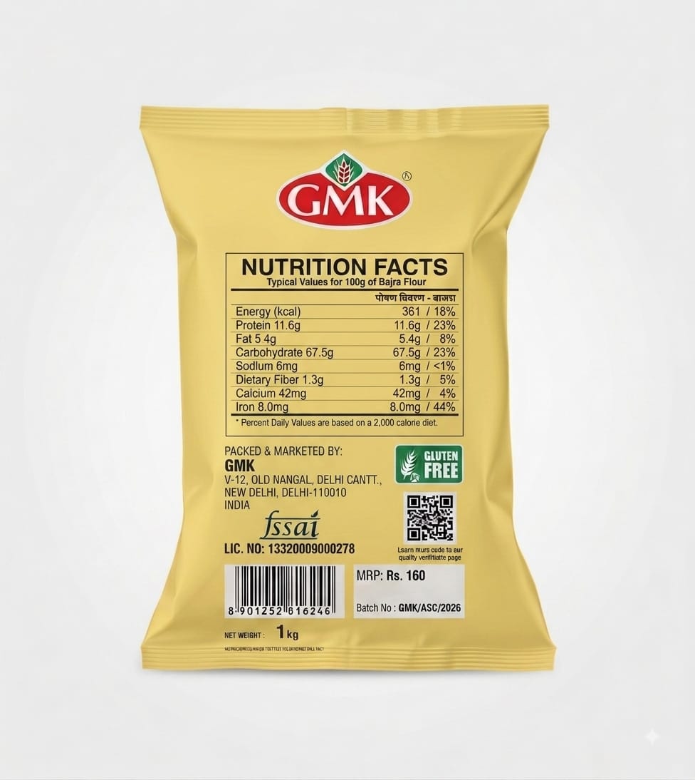 GMK Bajra Flour (Pearl Millet Flour) – 1kg | Gluten Free | 100% Natural
