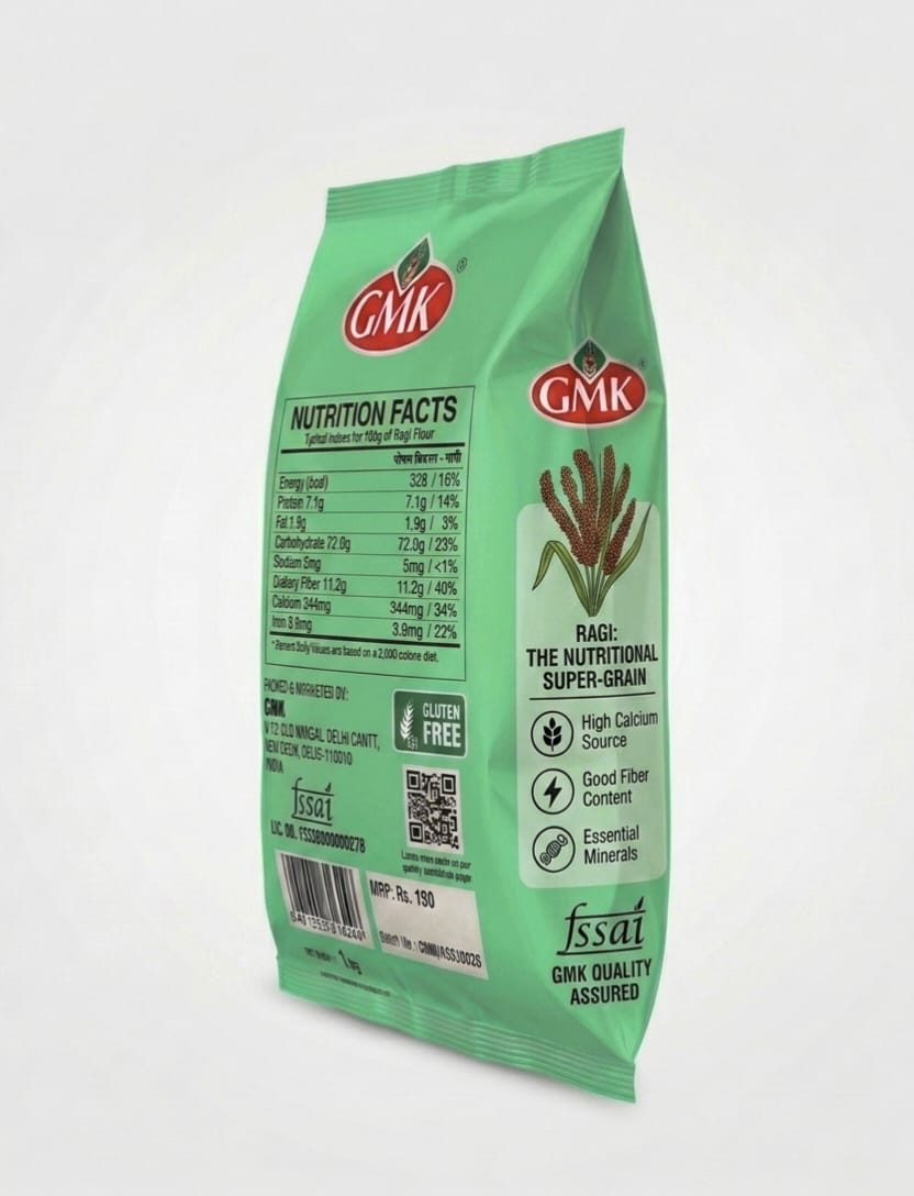 GMK Ragi Flour (Ragi Atta) 1kg | 100% Whole Finger Millet | Gluten Free